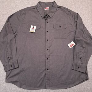 NEW Wrangler Long Sleeve Woven Twill Shirt Mens 3XL Gray Epic Soft Flex Comfort‎